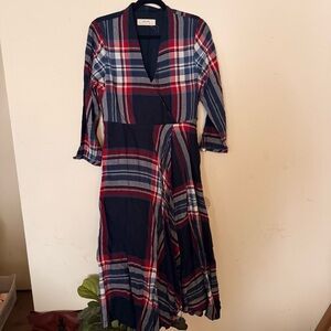 Anthropologie Multicolor Plaid Long Sleeve Dress